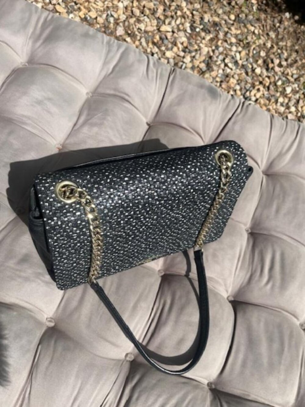 Karl Lagerfeld Paris Tweed Shoulder Bag EUC 12 x 8 - Picture 7 of 7